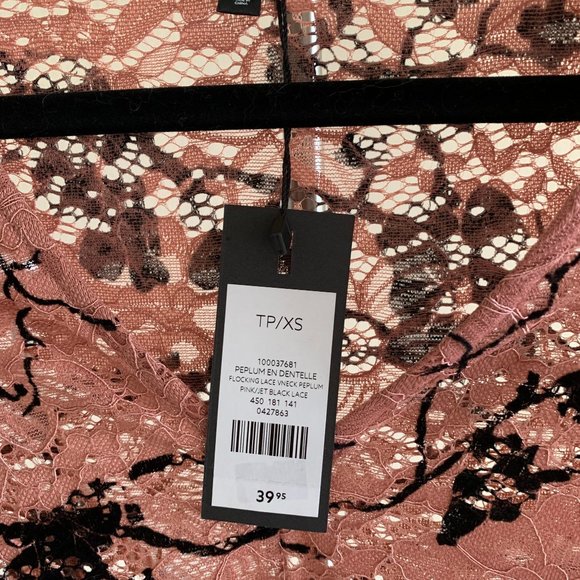 Dynamite dusty rose lace peplum top - Picture 3 of 3